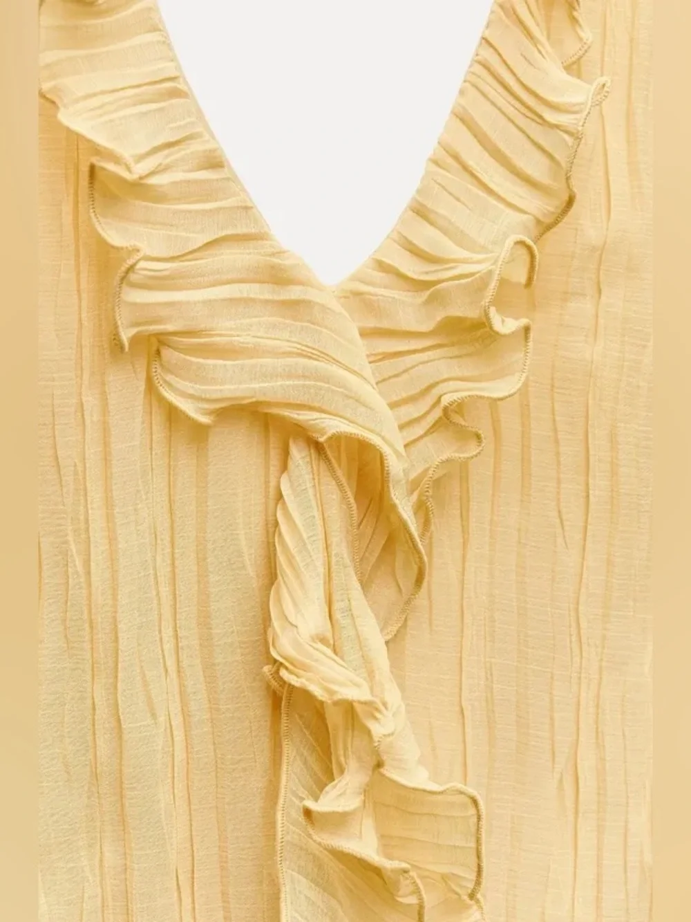 ZARA Asymmetrical Yellow dress with pleats and ruffles S NWT - Picture 7 of 15